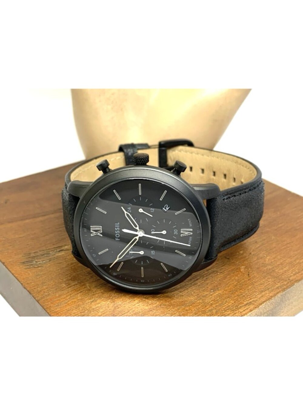 Fossil Men's Watch JR1354 Nate Quartz Chronograph Black Dial Leather Strap 50mm - Picture 8 of 14